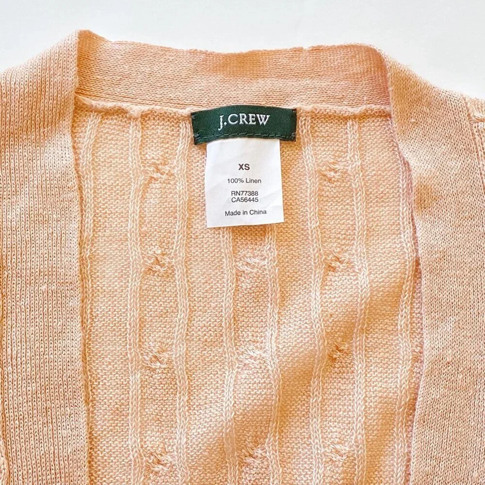 J.Crew 100% Linen Cable Knit Gold Button Cardigan XS
